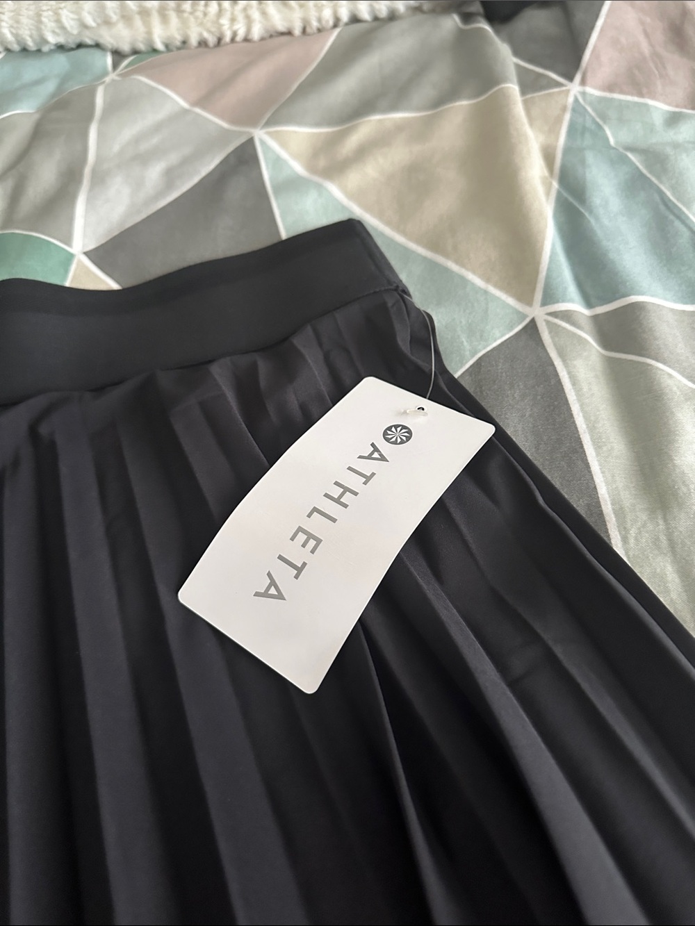 Athleta Black & Light Teal Pleated High-Low Skirt - Picture 2 of 6